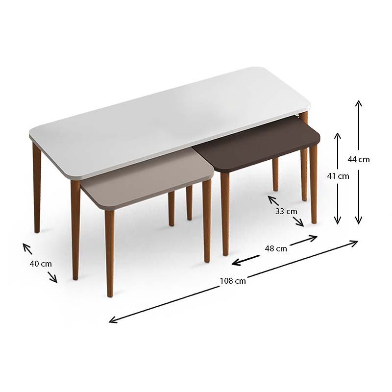 Τραπεζάκι σαλονιού και βοηθητικά τραπεζάκια Omega Megapap χρώμα λευκό - cappuccino - καφέ - Image 3