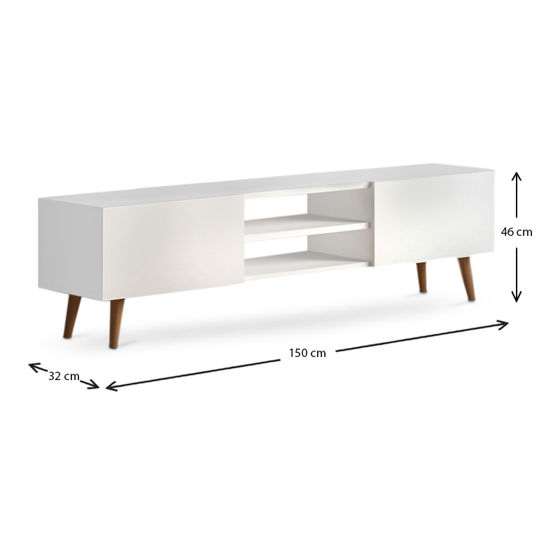 Έπιπλο τηλεόρασης Plane Megapap χρώμα λευκό 150x32x46εκ. - Image 4