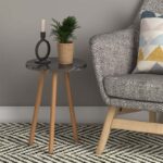 Βοηθητικό τραπεζάκι Roma Megapap χρώμα μαύρο εφέ μαρμάρου 33,5x33,5x46εκ.