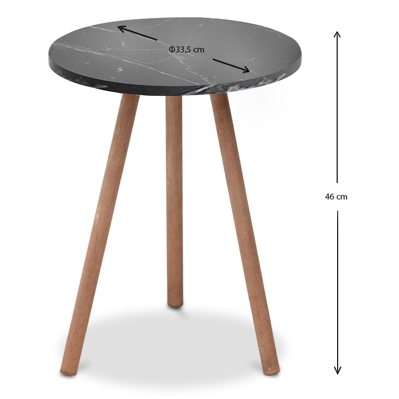 Βοηθητικό τραπεζάκι Roma Megapap χρώμα μαύρο εφέ μαρμάρου 33,5x33,5x46εκ. - Image 2