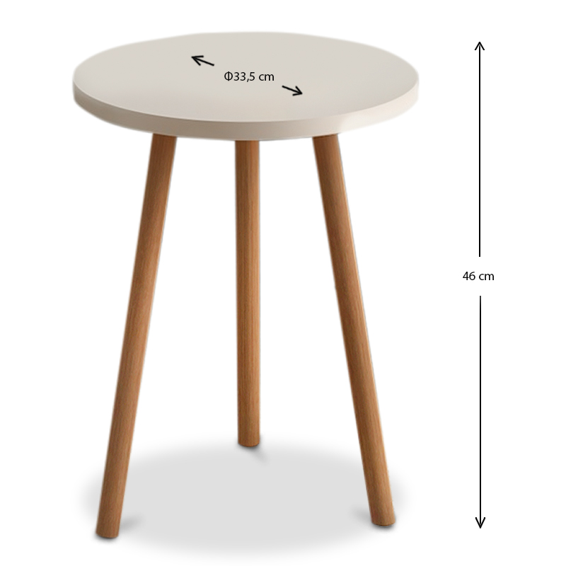 Βοηθητικό τραπεζάκι Roma Megapap χρώμα κρεμ 33,5x33,5x46εκ. - Image 2