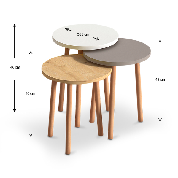 Βοηθητικά τραπεζάκια Roma Megapap χρώμα λευκό - cappuccino - oak - Image 2