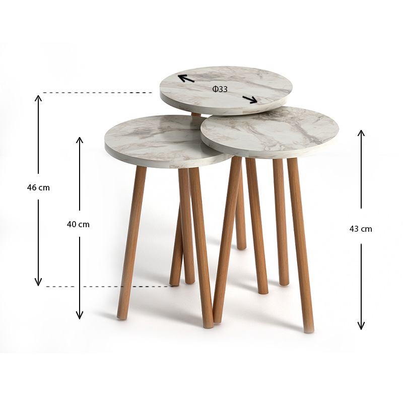 Βοηθητικά τραπεζάκια Roma Megapap χρώμα εφέ μαρμάρου - Image 2