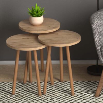 Βοηθητικά τραπεζάκια Roma Megapap χρώμα pine oak