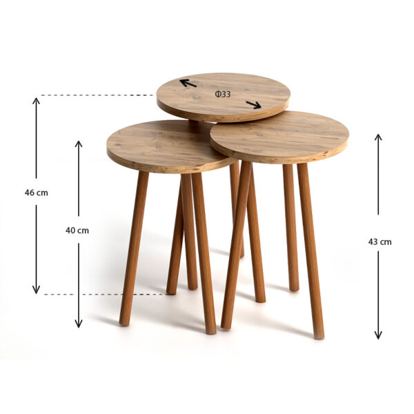 Βοηθητικά τραπεζάκια Roma Megapap χρώμα pine oak - Image 2