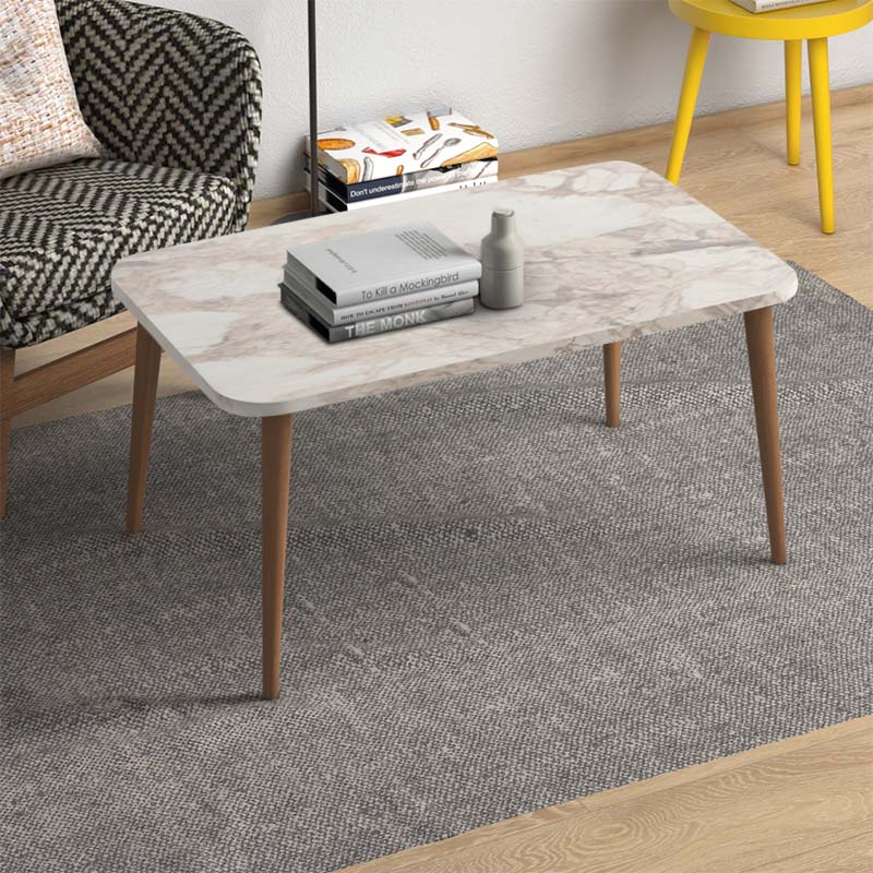 Τραπεζάκι σαλονιού Soul Megapap χρώμα μπεζ εφέ μαρμάρου 90x55x41εκ. - Image 2