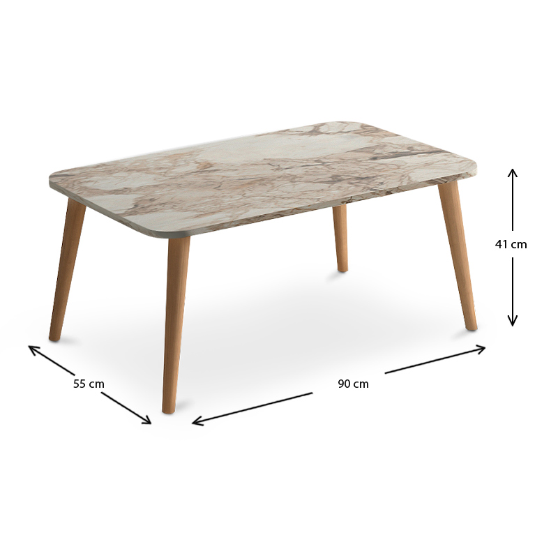 Τραπεζάκι σαλονιού Soul Megapap χρώμα μπεζ εφέ μαρμάρου 90x55x41εκ. - Image 3