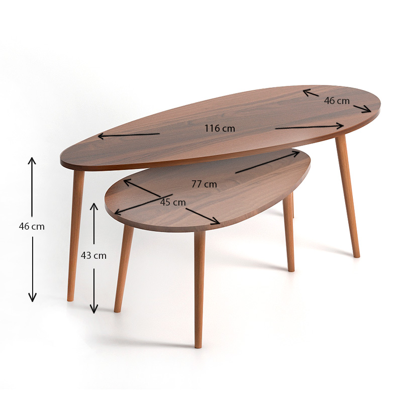 Βοηθητικά τραπεζάκια Elips Megapap χρώμα καρυδί 116x46x46εκ. - Image 3