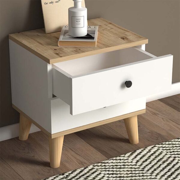 Κομοδίνο Luce Megapap χρώμα λευκό - oak 45x35x47εκ. - Image 2