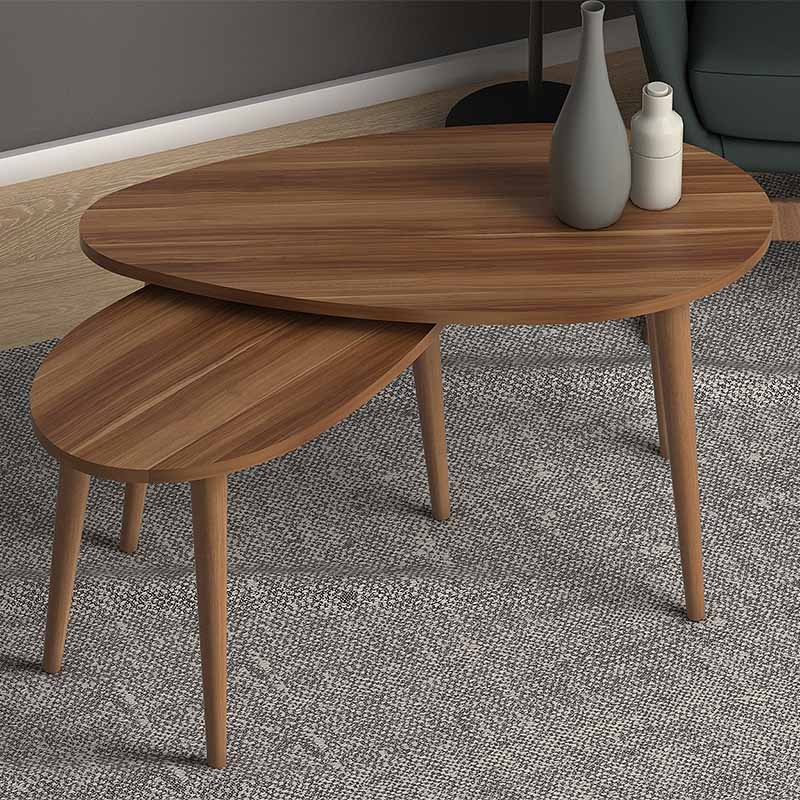 Σετ τραπεζάκια σαλονιού Spline Megapap 2 τμχ. χρώμα καρυδί 80x40x46εκ. - Image 2