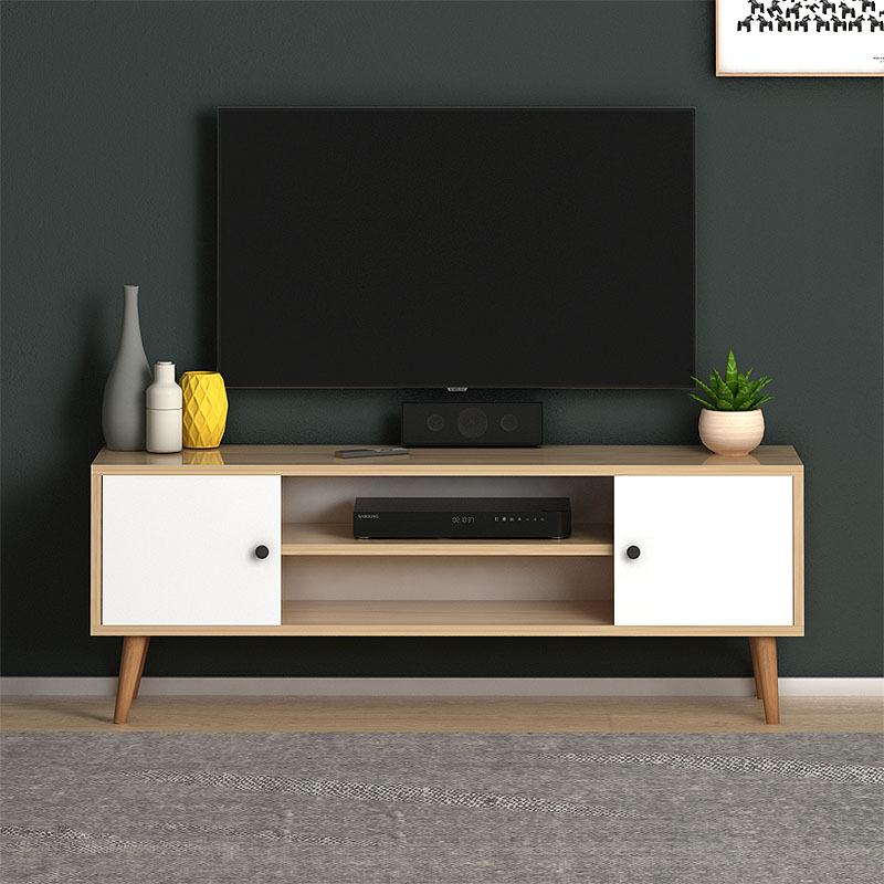 Έπιπλο τηλεόρασης Parma Megapap χρώμα white - oak 120x30x40εκ. - Image 2