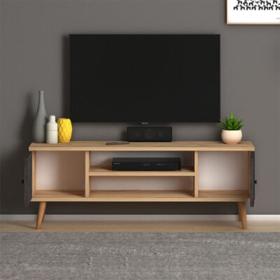 Έπιπλο τηλεόρασης Parma Megapap χρώμα industrial grey - oak 120x30x40εκ.