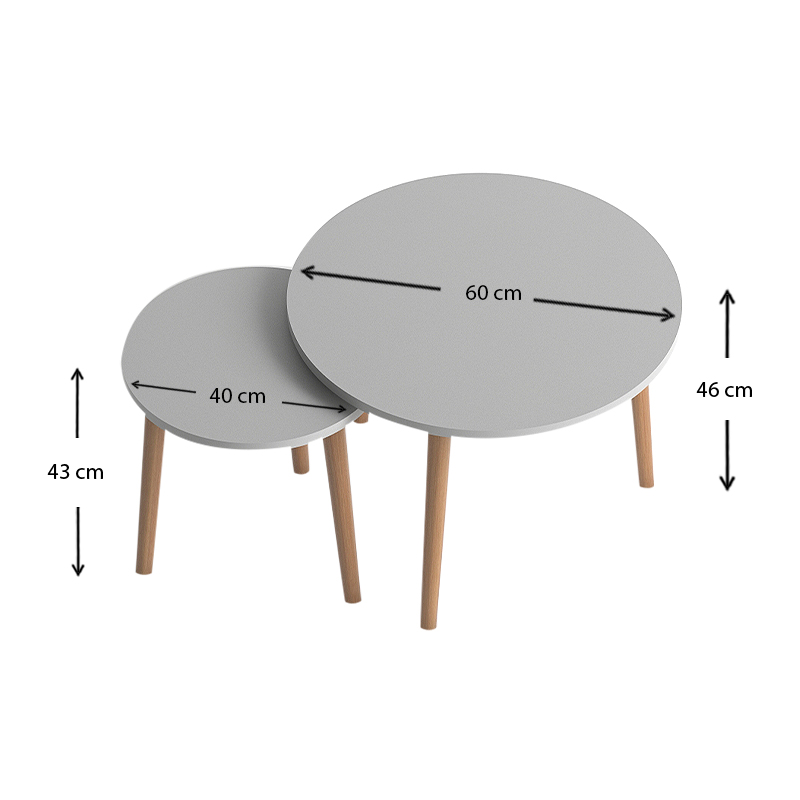 Σετ τραπεζάκια σαλονιού Roma Megapap 2 τμχ. χρώμα λευκό 60x60x46εκ. - Image 2