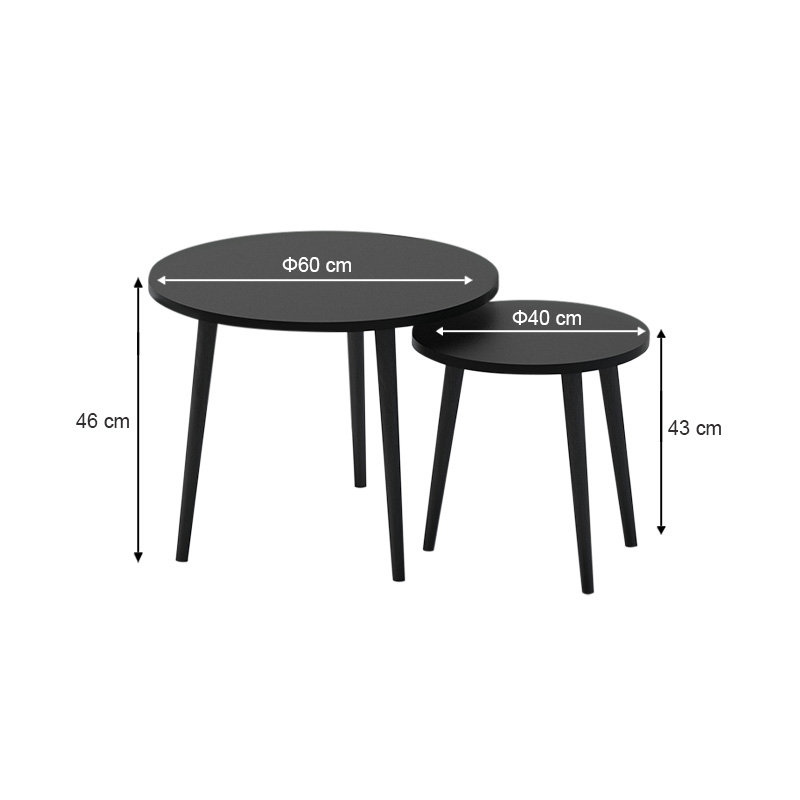 Τραπεζάκι σαλονιού σετ 2 τμχ Roma Megapap χρώμα μαύρο 60x60x46εκ. - Image 3