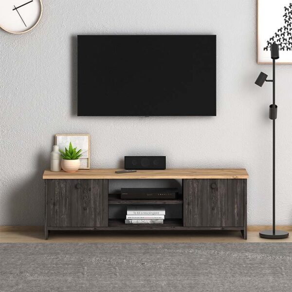 Έπιπλο τηλεόρασης Cube Megapap χρώμα pine - industrial grey 120x30x40εκ. - Image 2