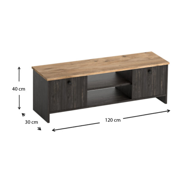 Έπιπλο τηλεόρασης Cube Megapap χρώμα pine - industrial grey 120x30x40εκ. - Image 3