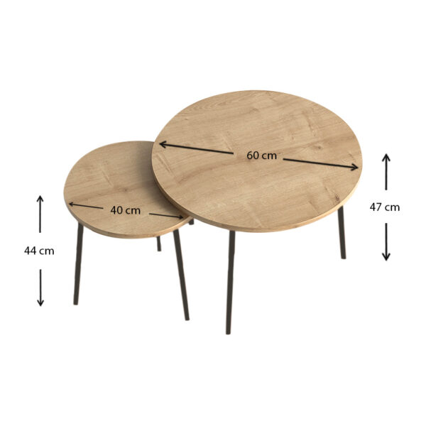 Σετ τραπεζάκια σαλονιού Select Megapap 2 τμχ. χρώμα oak 60x60x47εκ. - Image 2