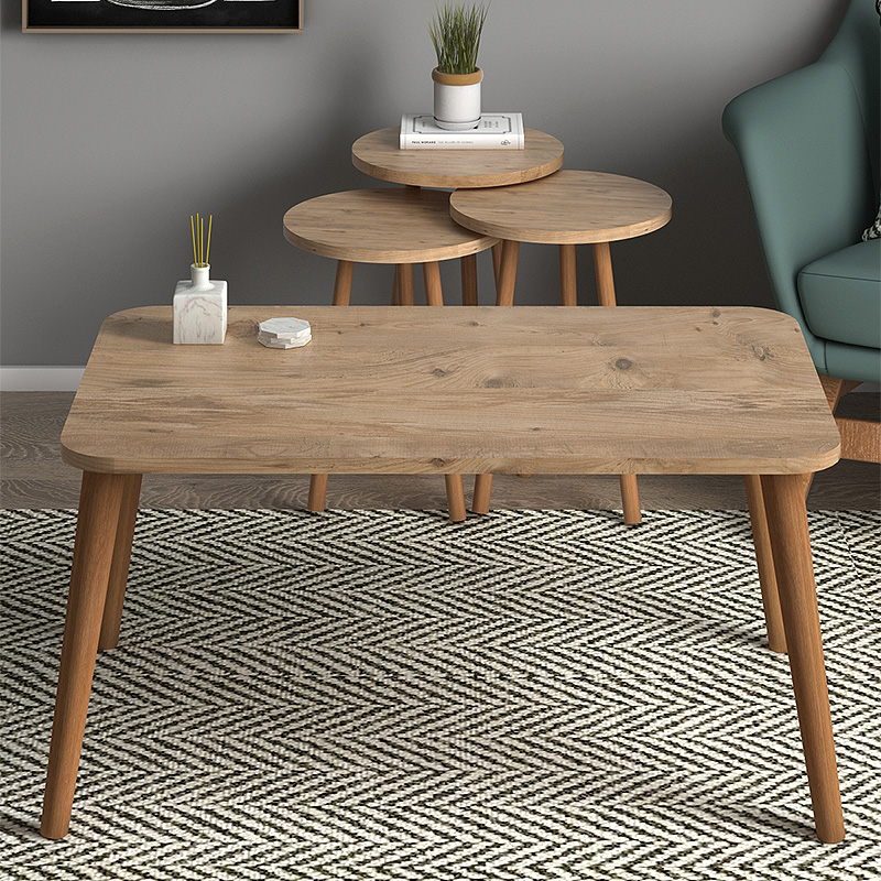 Τραπεζάκι σαλονιού σετ 4 τμχ Soul Megapap χρώμα oak 90x55x43εκ. - Image 2