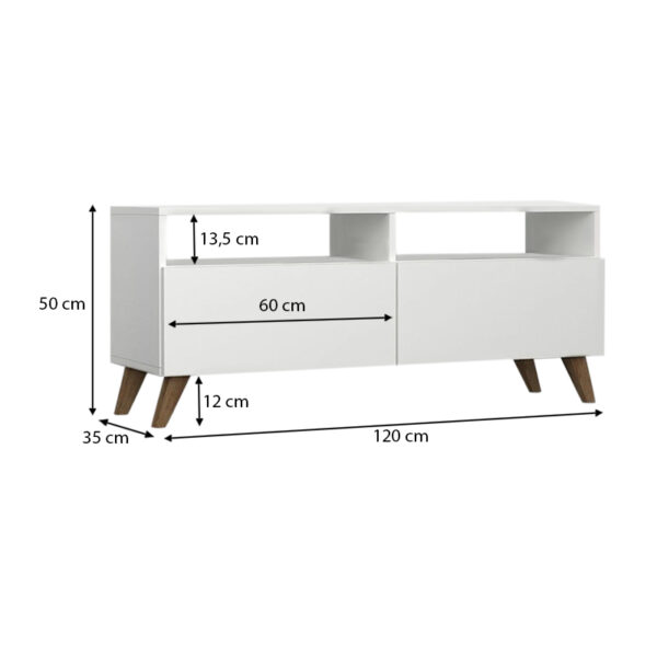 Έπιπλο τηλεόρασης Inci Megapap χρώμα λευκό 120x35x50εκ. - Image 3