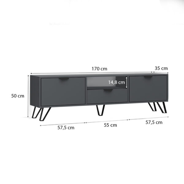 Έπιπλο τηλεόρασης Jasmine Megapap χρώμα γκρι 170x35x50εκ. - Image 3