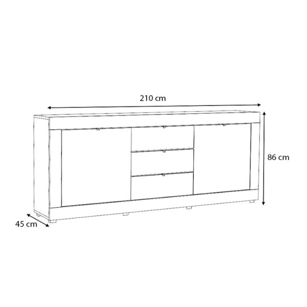 Μπουφές Ocean Megapap χρώμα λευκό 210x45x86εκ. - Image 3