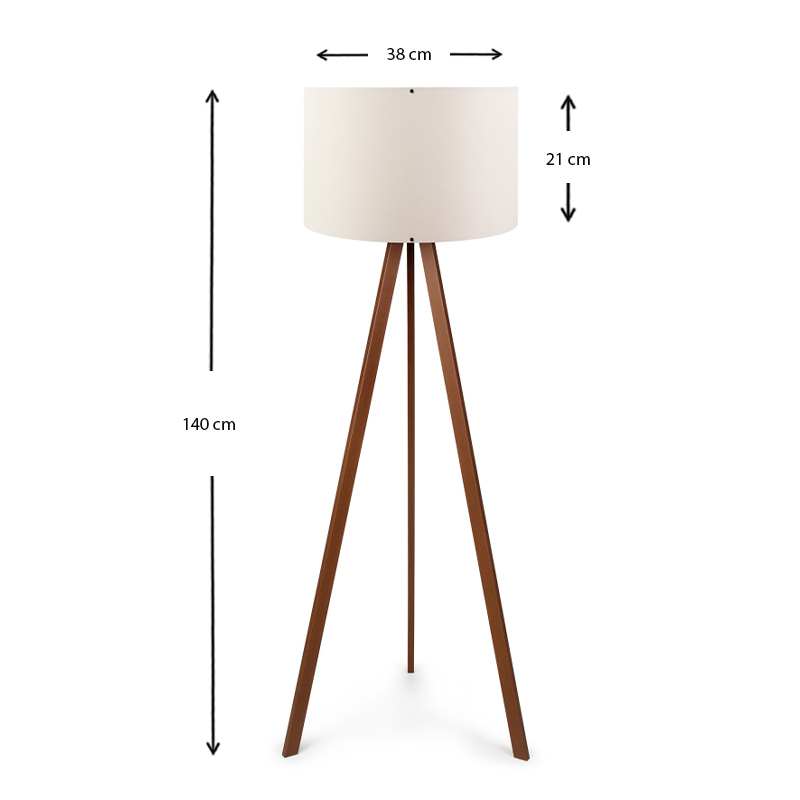 Φωτιστικό δαπέδου Rosling Megapap Mdf/ύφασμα Pvc χρώμα καρυδί/μπεζ 38x21x140εκ. - Image 2