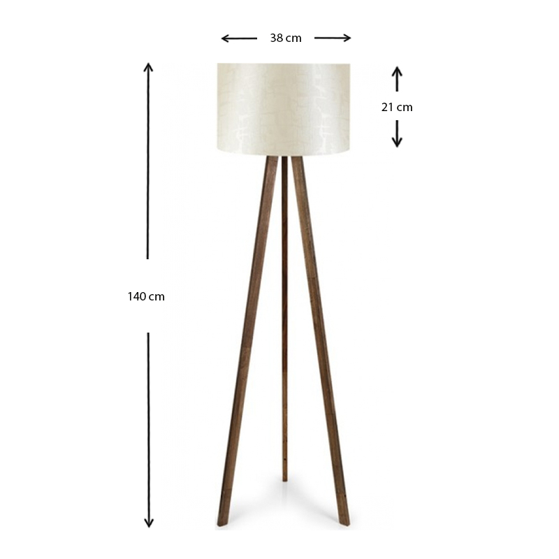 Φωτιστικό δαπέδου Rosling Megapap Mdf/ύφασμα Pvc χρώμα καρυδί/μπεζ 38x21x140εκ. - Image 2