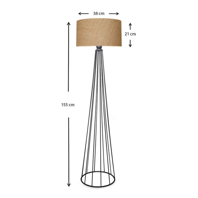 Φωτιστικό δαπέδου Clarke Megapap μέταλλο/ύφασμα χρώμα μαύρο/φυσικό 38x38x155εκ. - Image 2