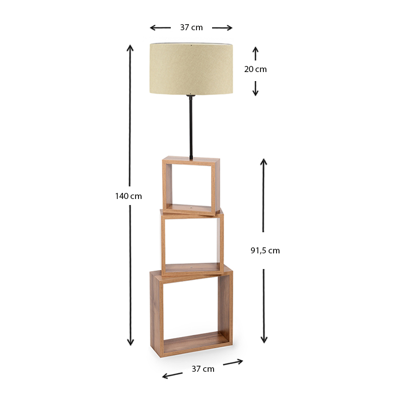Φωτιστικό δαπέδου Claude Megapap Mdf/fabric Pvc χρώμα καφέ/μπεζ 37x20x140εκ. - Image 2
