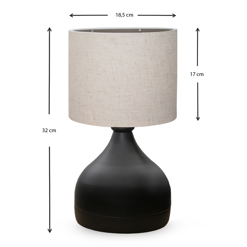 Φωτιστικό επιτραπέζιο Neil Megapap ύφασμα/μέταλλο χρώμα κρεμ/μαύρο 18,5x17x32εκ. - Image 2