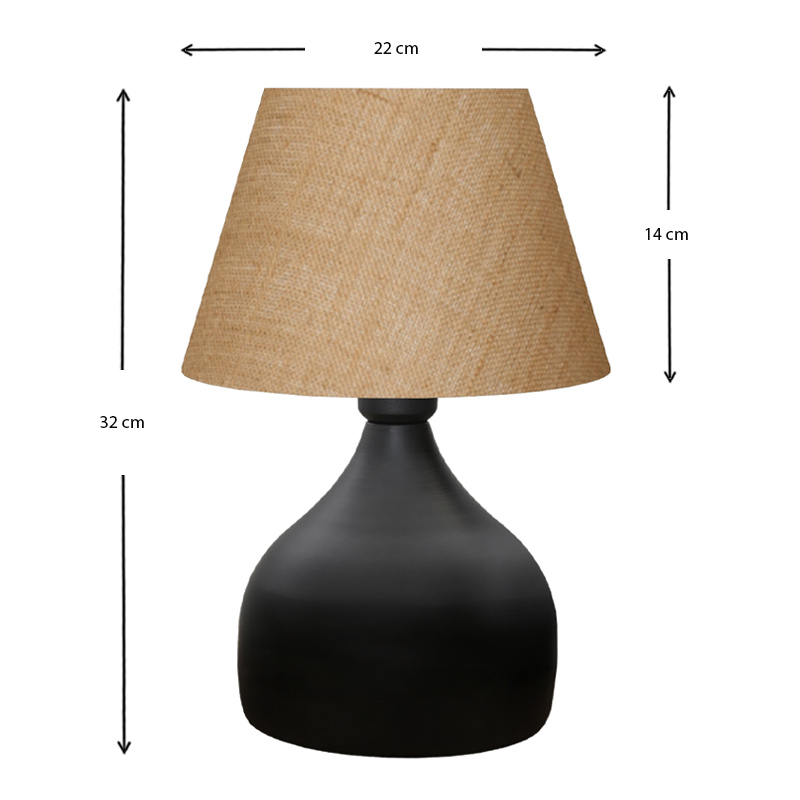 Φωτιστικό επιτραπέζιο Hubert Megapap ύφασμα/μέταλλο χρώμα καφέ/μαύρο 22x14x32εκ. - Image 2