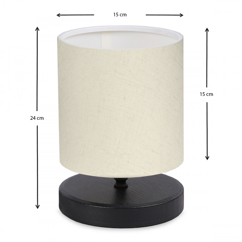 Φωτιστικό επιτραπέζιο Hassard Megapap ύφασμα/Mdf χρώμα κρεμ/μαύρο 15x16x22εκ. - Image 2