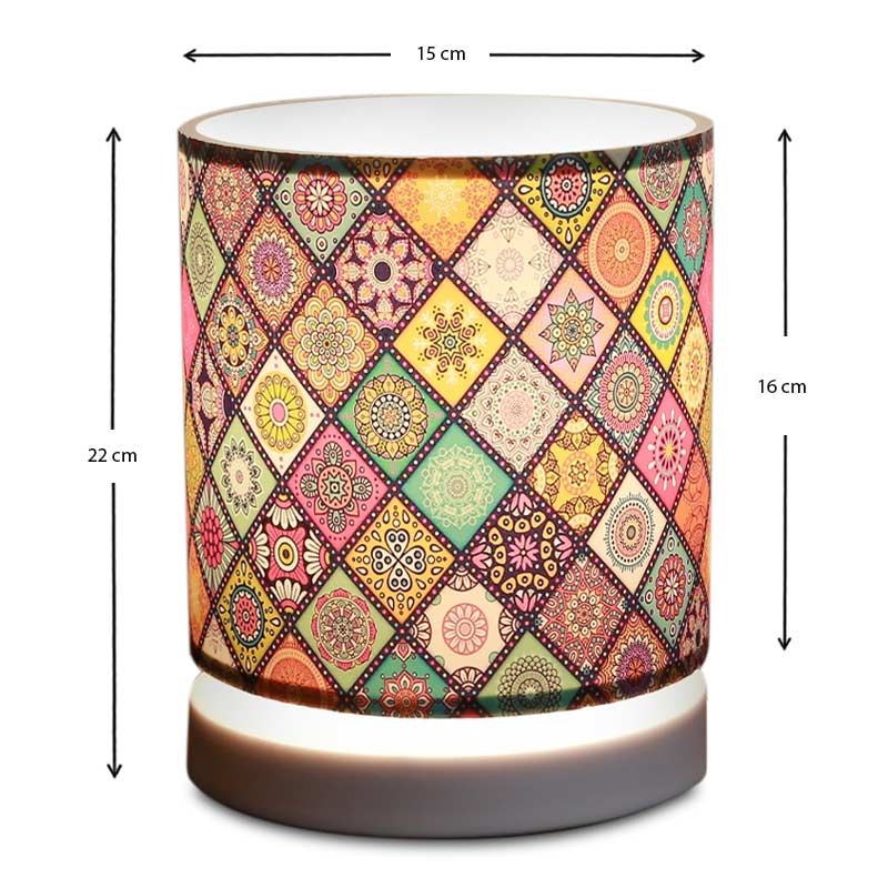 Φωτιστικό επιτραπέζιο Hassard Megapap ύφασμα/Mdf χρώμα πολύχρωμο/λευκό 15x16x22εκ. - Image 2