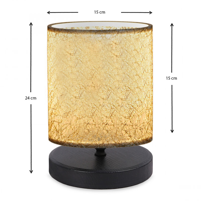 Φωτιστικό επιτραπέζιο Hassard Megapap ύφασμα/Mdf χρώμα μπεζ/μαύρο 15x16x22εκ. - Image 2