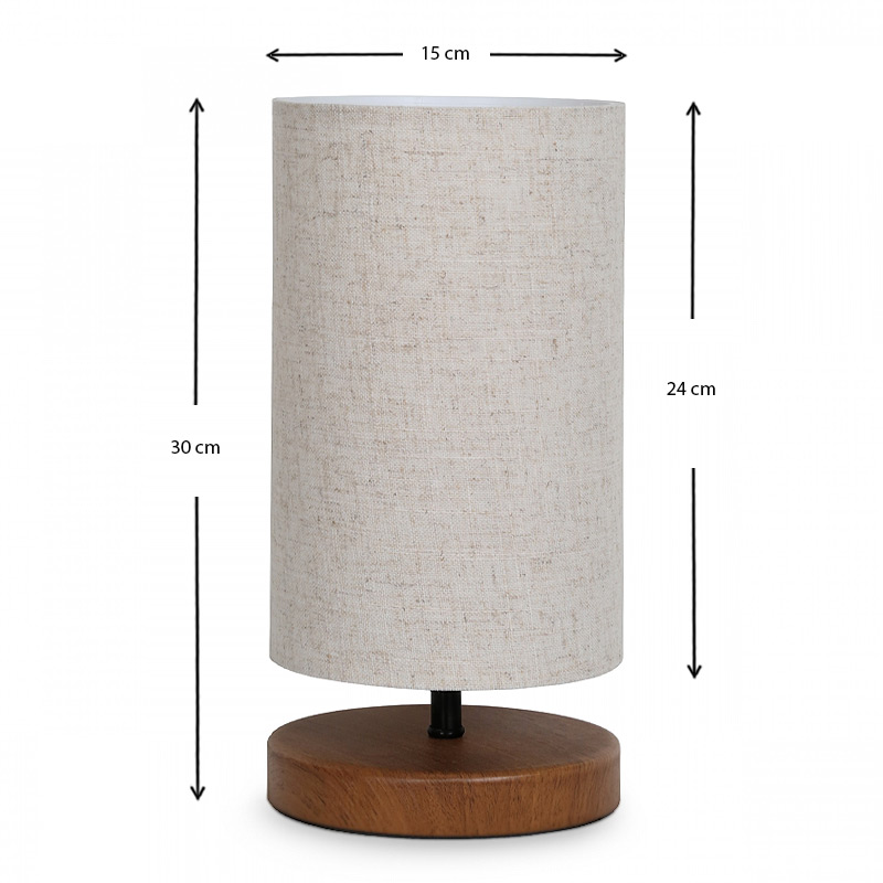 Φωτιστικό επιτραπέζιο Winkler Megapap wicker ύφασμα/ξύλο/μέταλλο χρώμα ανοιχτό καφέ 15x15x30εκ. - Image 2