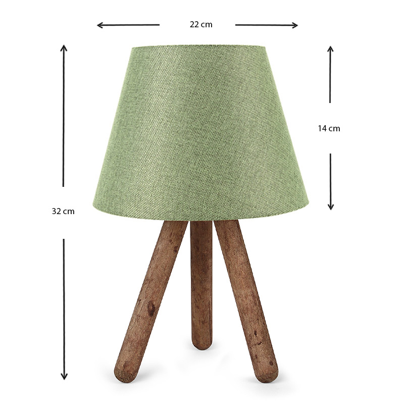 Φωτιστικό επιτραπέζιο Lander Megapap ύφασμα Pvc/ξύλο χρώμα κυπαρισσί/καφέ 22x17x32εκ. - Image 2