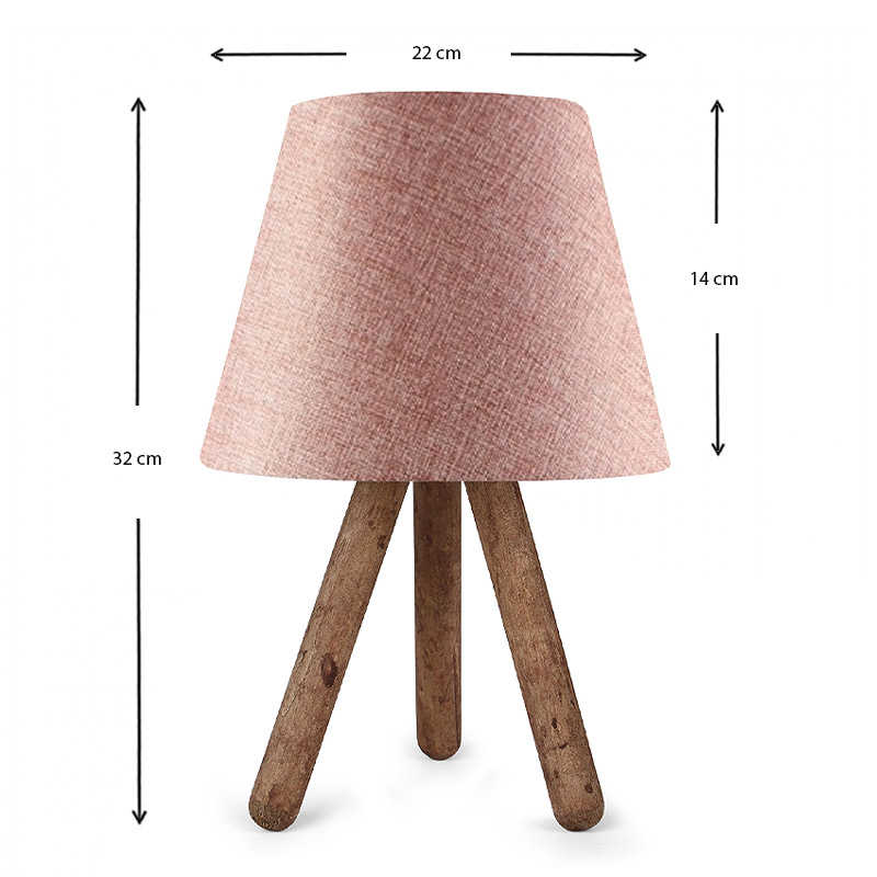 Φωτιστικό επιτραπέζιο Lander Megapap ύφασμα Pvc/ξύλο χρώμα ροζ/καφέ 22x14x32εκ. - Image 2