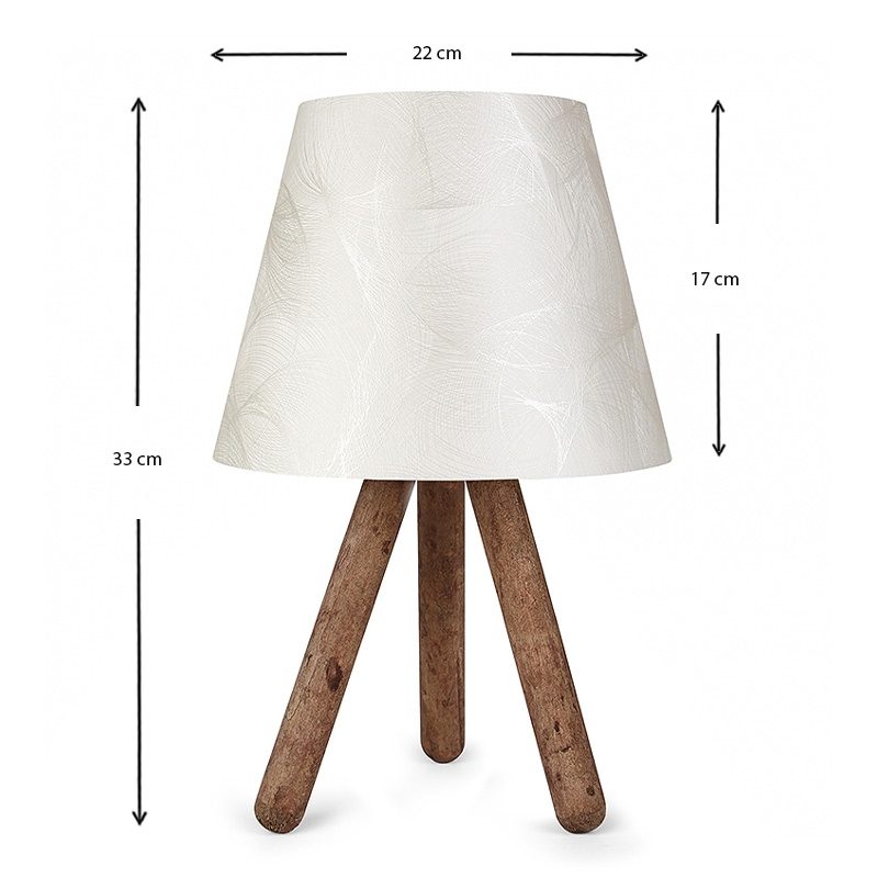 Φωτιστικό επιτραπέζιο Lander Megapap ύφασμα Pvc/ξύλο χρώμα λευκό/καφέ 22x14x32εκ. - Image 2