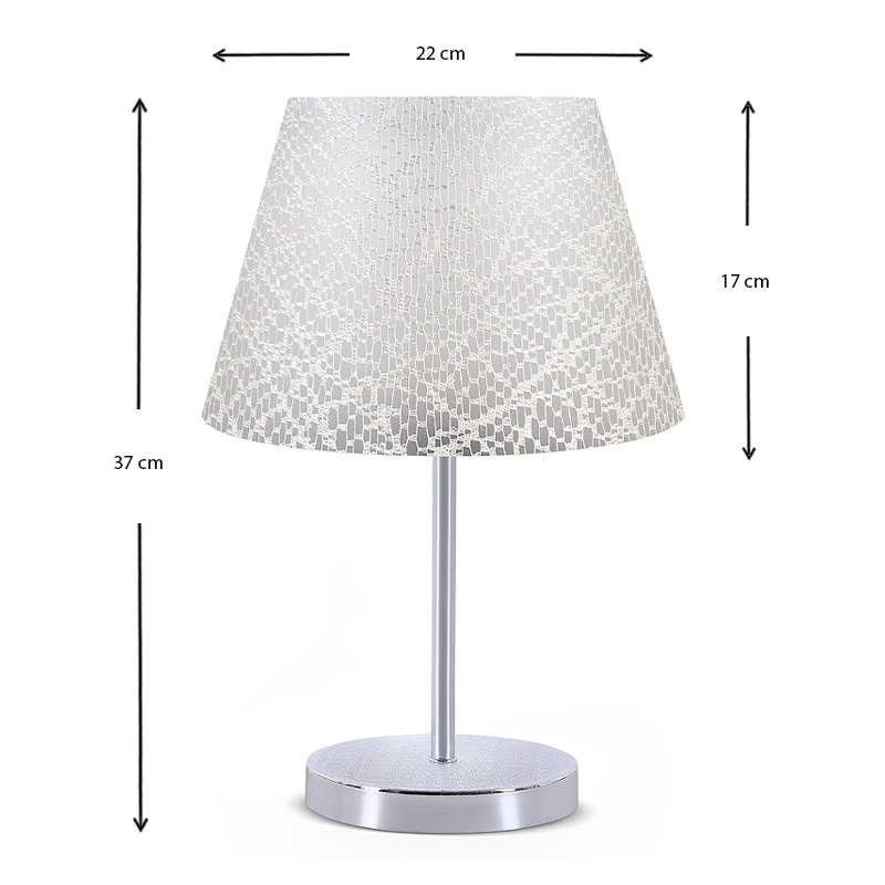 Φωτιστικό επιτραπέζιο Jules Megapap ύφασμα Pvc χρώμα λευκό/ασημί 22x17x37εκ. - Image 2