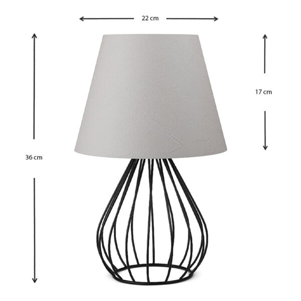 Φωτιστικό επιτραπέζιο Akerlind Megapap ύφασμα Pvc/μέταλλο χρώμα ανοιχτό γκρι/μαύρο 22x17x36εκ. - Image 2