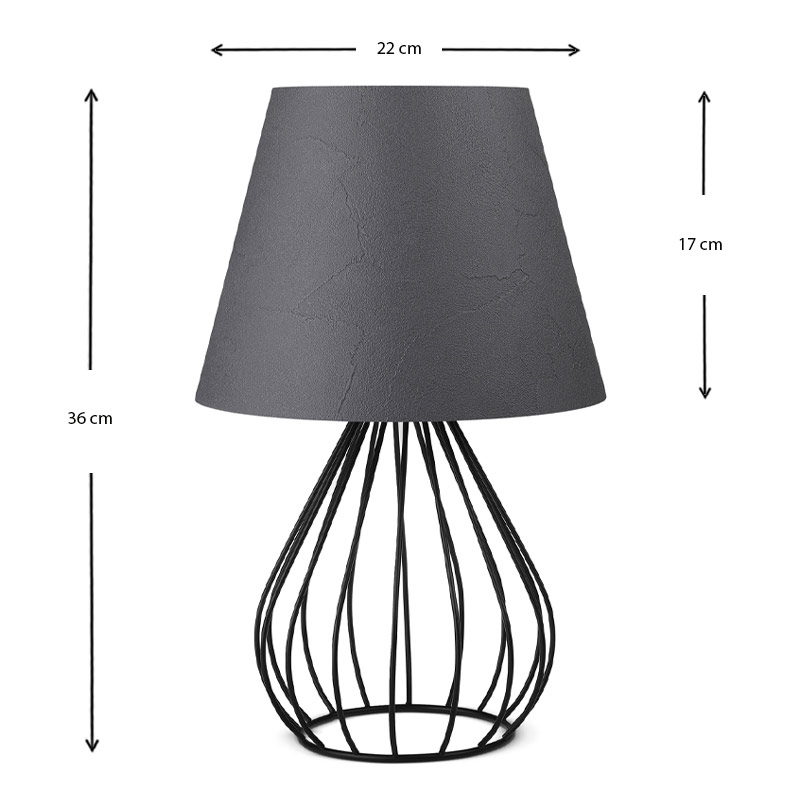 Φωτιστικό επιτραπέζιο Akerlind Megapap ύφασμα Pvc/μέταλλο χρώμα ανθρακί/μαύρο 22x17x36εκ. - Image 2