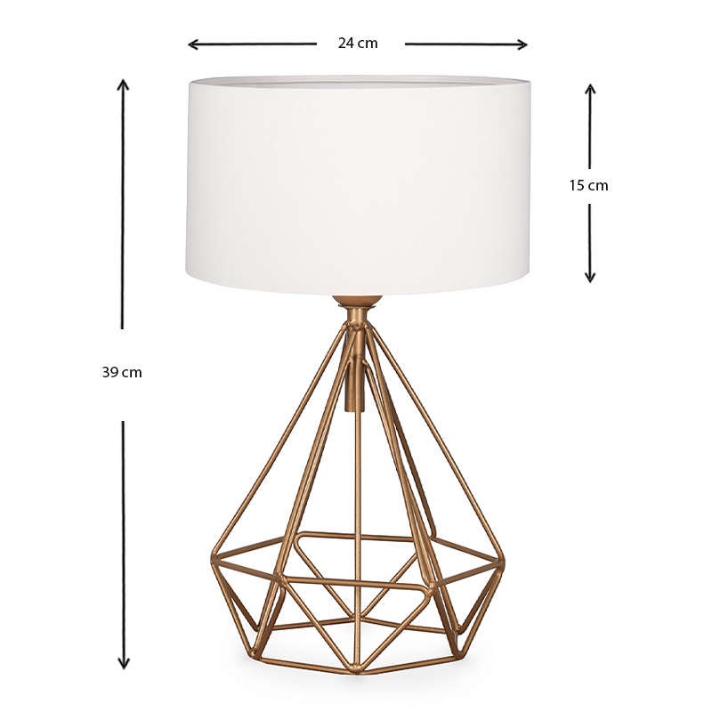 Φωτιστικό επιτραπέζιο Vanstone Megapap ύφασμα/μέταλλο χρωμα κρεμ/χρυσό 24x15x39εκ. - Image 2