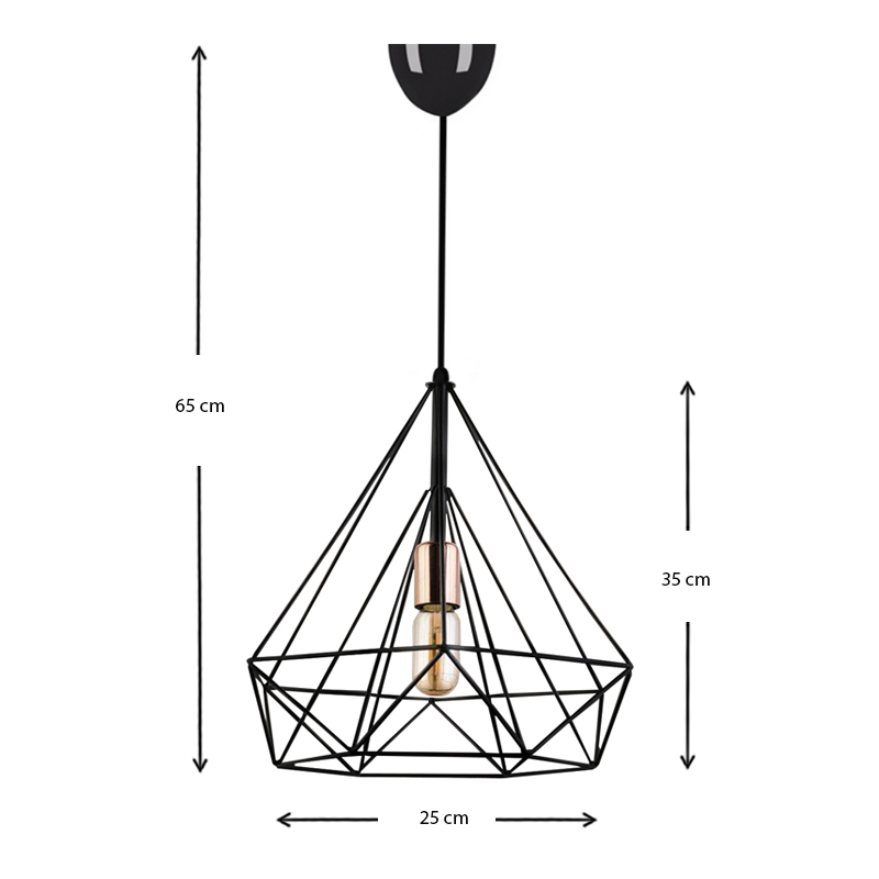 Φωτιστικό οροφής Donald Megapap μεταλλικό μονόφωτο χρώμα μαύρο 25x30x65εκ. - Image 2