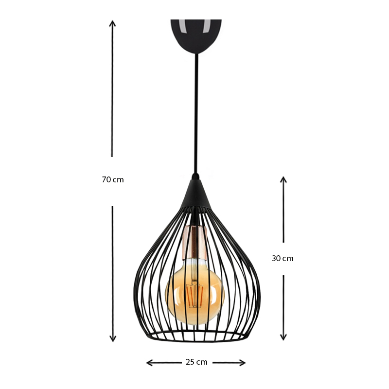 Φωτιστικό οροφής Koert Megapap μεταλλικό μονόφωτο χρώμα μαύρο 25x30x70εκ. - Image 2