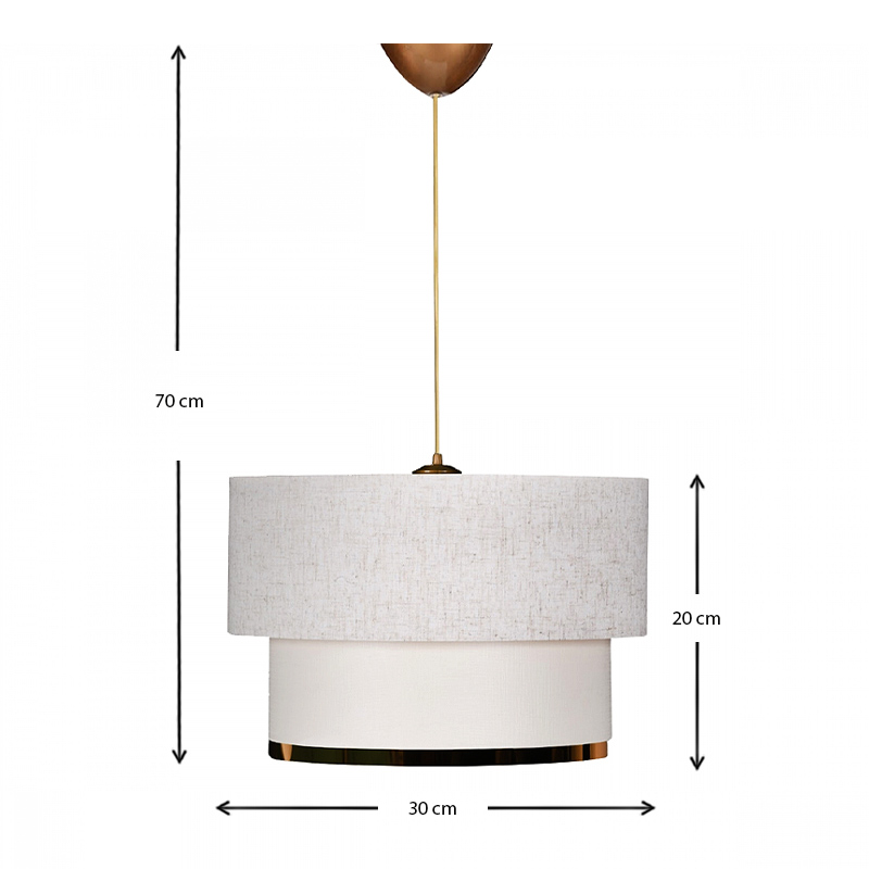 Φωτιστικό οροφής Barnhart Megapap υφασμάτινο μονόφωτο χρώμα λευκό/χρυσό 30x20x70εκ. - Image 2