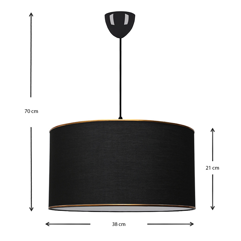 Φωτιστικό οροφής Alloy Megapap υφασμάτινο μονόφωτο χρώμα μαύρο 38x20x70εκ. - Image 2