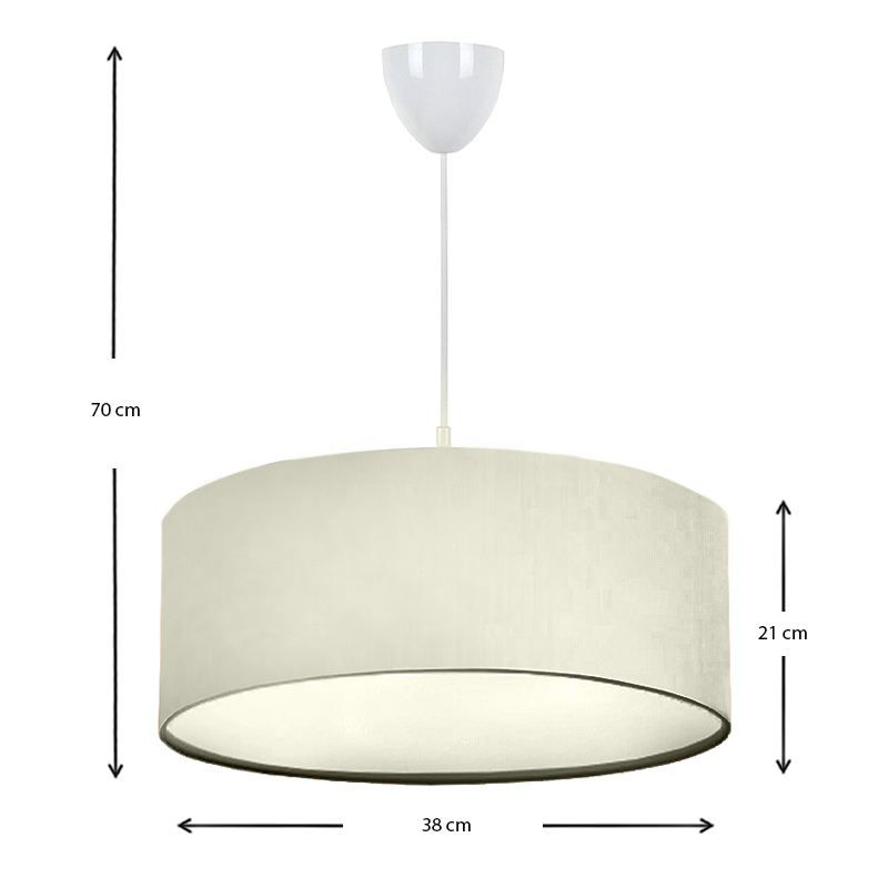 Φωτιστικό οροφής Monahan Megapap υφασμάτινο μονόφωτο χρώμα εκρού 38x20x70εκ. - Image 2