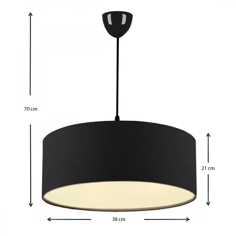 Φωτιστικό οροφής Monahan Megapap υφασμάτινο μονόφωτο χρώμα μαύρο 38x21x70εκ. - Image 2