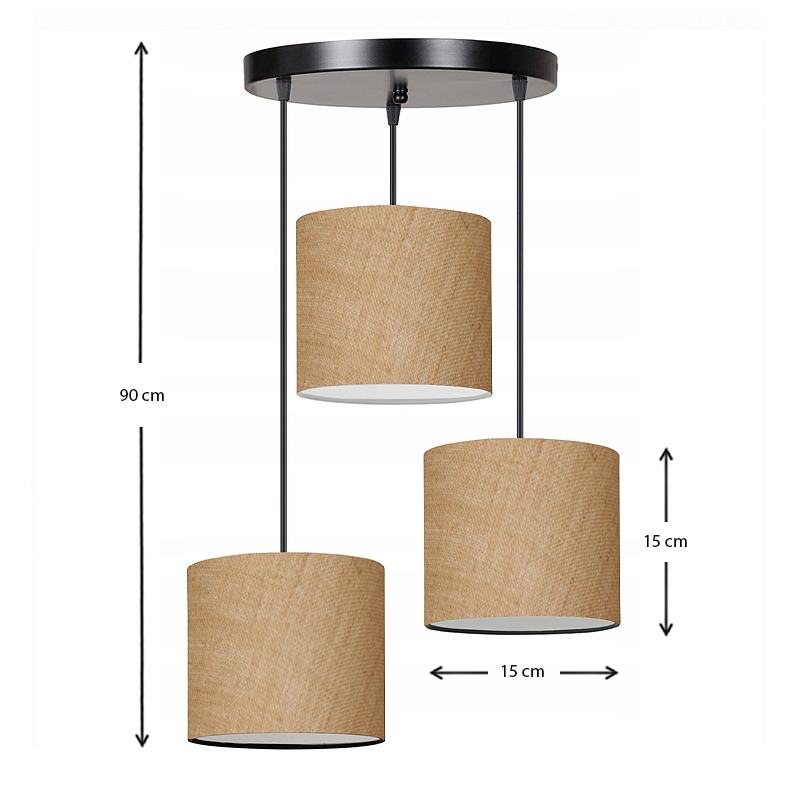 Φωτιστικό οροφής Rosie Megapap γιούτα ύφασμα τρίφωτο χρώμα φυσικό 15x15x90εκ. - Image 2