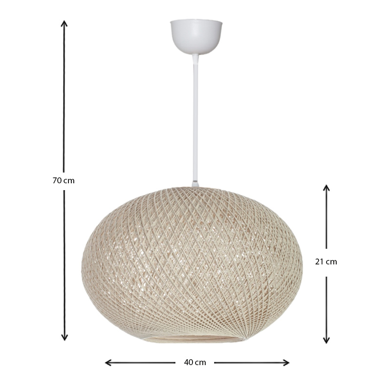 Φωτιστικό οροφής Gibson Megapap από σχοινί μονόφωτο χρώμα μπεζ 40x21x70εκ. - Image 2